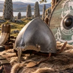 Casco Celta Medieval – Acero Ennegrecido y Latón Grabado - 2