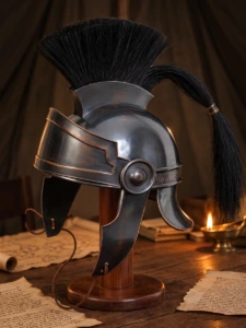 Casco Romano de Centurión Negro con Cimera de Crin