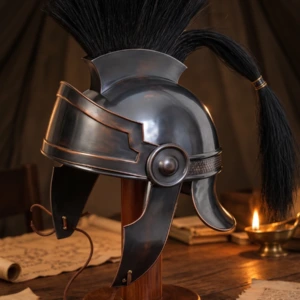 Casco Romano de Centurión Negro con Cimera de Crin