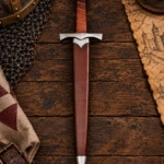 Daga Medieval Forjada de Hoja Gruesa sin Filo con Vaina de Cuero - 2