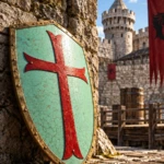 Escudo Templario de Acero – Cruz Roja sobre Blanco - 2