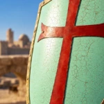 Escudo Templario de Acero – Cruz Roja sobre Blanco - 3