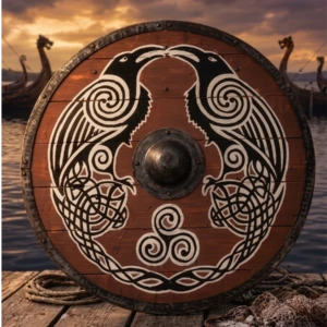 Escudo Vikingo Huginn y Muninn – Los Cuervos de Odín