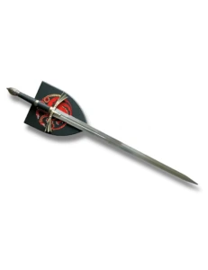 Espada de guarda en alas de dragón de 120 cm con escudo mural