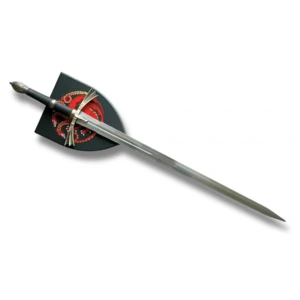 Espada de guarda en alas de dragón de 120 cm con escudo mural