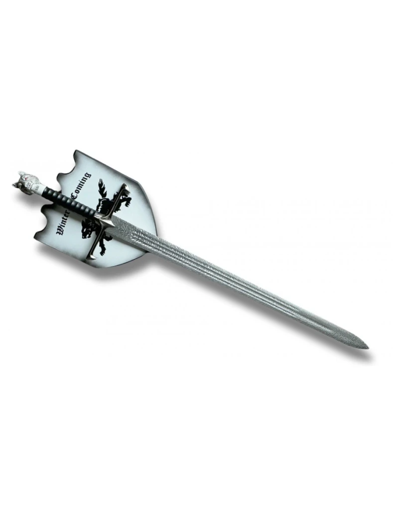 Espada de pomo de lobo de 106 cm con escudo mural - 1