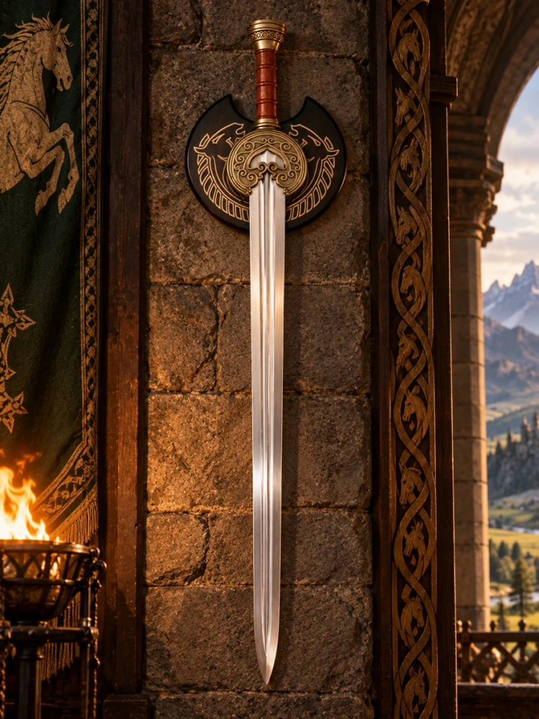 Espada del Rey de los Rohirrim con placa mural - 1
