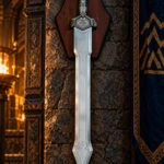 Espada enana de fantasía de 60 cm con placa mural - 1