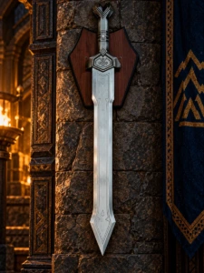 Épée de nain fantastique de 60 cm avec plaque murale