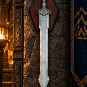Espada enana de fantasía de 60 cm con placa mural