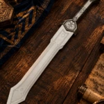 Espada enana de fantasía de 60 cm con placa mural - 3