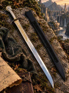 Espada fantástica de 105 cm con pomo de cabeza de caballo