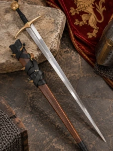 Espada Medieval de Caballero con Pomo en Rueda y Guarda Curva