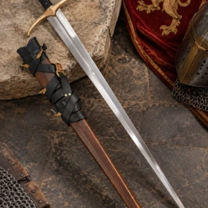 Espada Medieval de Caballero con Pomo en Rueda y Guarda Curva