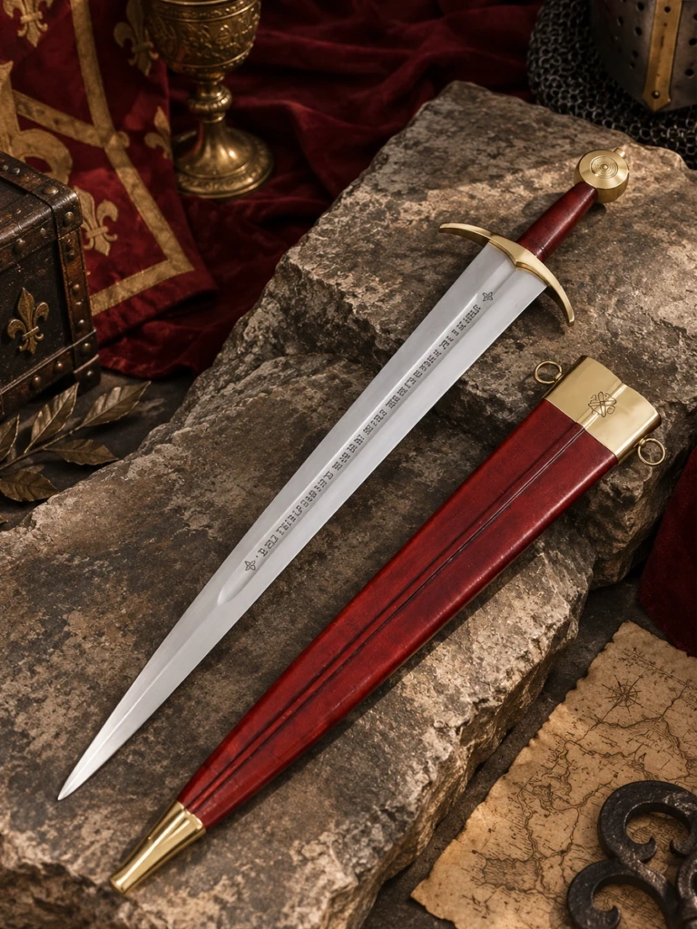 Espada Medieval Tipo XIV con Hoja Grabada - 1