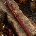 Espada Medieval Tipo XIV del Siglo XIII con Vaina de Cuero Granate - 1