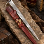 Espada Medieval Tipo XIV del Siglo XIII con Vaina de Cuero Granate - 2