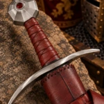 Espada Medieval Tipo XIV del Siglo XIII con Vaina de Cuero Granate - 3