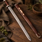 Espada Vikinga de Pomo de Cinco Lóbulos con Vaina de Cuero - 1