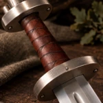 Espada Vikinga de Pomo de Cinco Lóbulos con Vaina de Cuero - 3