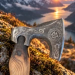 Hacha Vikinga de Barba Marrón con Valknut Grabado – 48 cm - 3