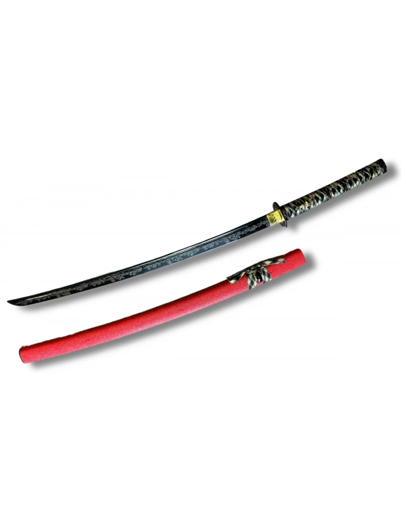 Katana Japonesa Forjada 1045 Roja - Flor de Cerezo - 1