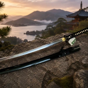 Katana Japonesa Kobuse Negra de Doble Acero – Hoja Laminada