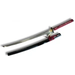 Katana Japonesa Shihozume Roja con Hoja de Acero Laminado – Guarda de Demonio Guerrero - 2