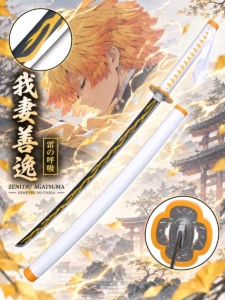 Katana Nichirin Blanca y Naranja de Zenitsu Agatsuma – Demon Slayer (Sin Filo)