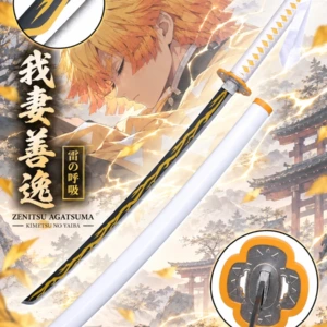 Katana Nichirin Blanca y Naranja de Zenitsu Agatsuma – Demon Slayer (Sin Filo)