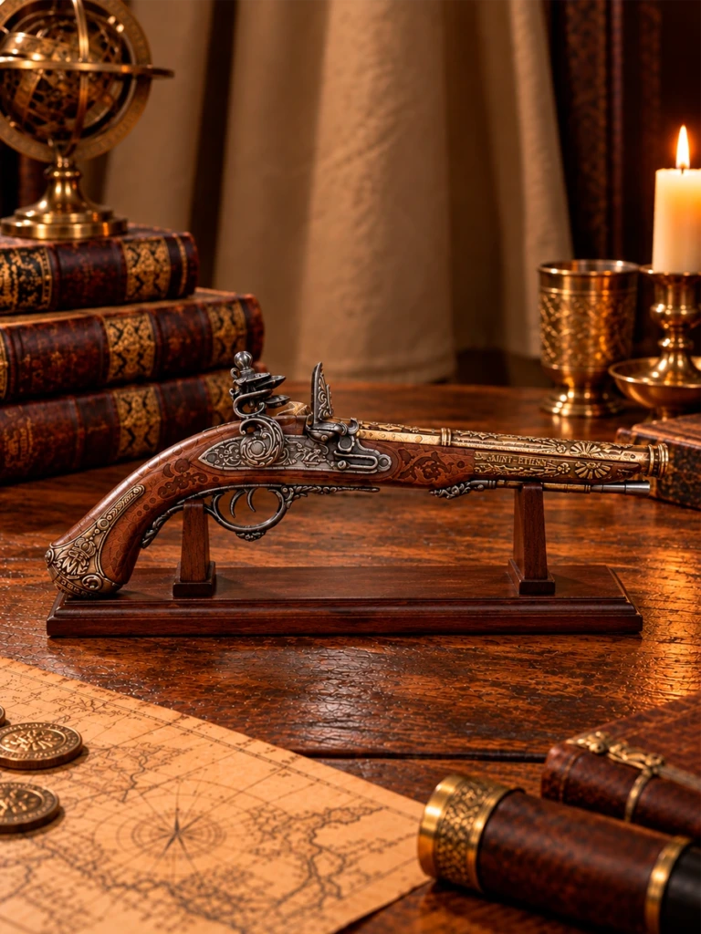 Pistola de Chispa de 2 Cañones de Napoleón – Saint-Étienne, Francia 1806 - 1