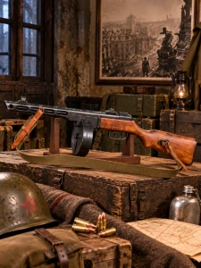 Subfusil PPSh-41 con Cargador de Tambor y Correa – Unión Soviética 1941