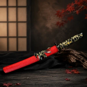 Tantō Japonés Rojo Flor de Cerezo (Sakura) – Acero 1045