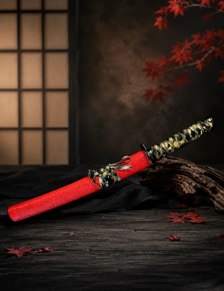 Tantō Japonés Rojo Flor de Cerezo (Sakura) – Acero 1045 - 1