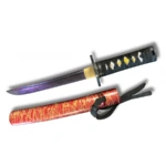 Tantō Japonés Rojo y Oro con Hoja Violeta – Acero 1045 - 5
