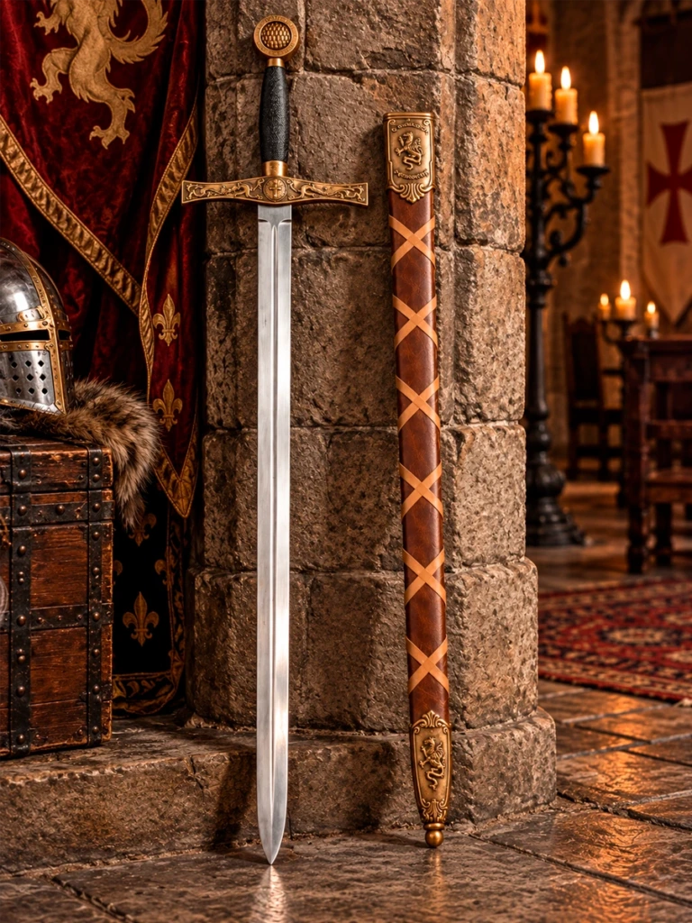 Espada Excalibur con vaina marrón trenzada, 111 cm - 1