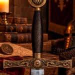 Espada Excalibur con vaina marrón trenzada, 111 cm - 2