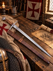Espadón medieval a dos manos - Acero forjado y cuero