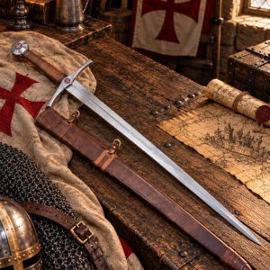 Espadón medieval a dos manos - Acero forjado y cuero