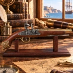 Pistola de chispa con cañón de latón, siglo XVIII - 1