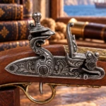 Pistola de chispa con cañón de latón, siglo XVIII - 3