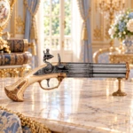 Pistola de chispa de 4 cañones giratorios – Francia, siglo XVIII - 1