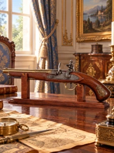 Pistola de chispa zurda con escudo de Napoleón – Francia, finales del s. XVIII