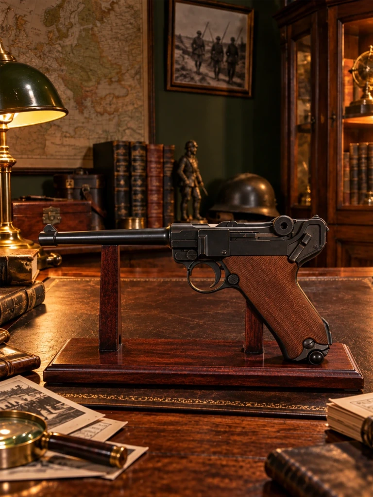 Pistola Luger P08 Parabellum con culata de madera, 30 cm - 1
